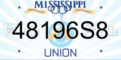 48196S8 Mississippi License Plate