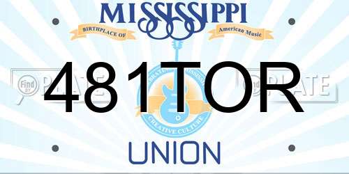 481TOR Mississippi License Plate