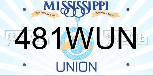 481WUN Mississippi License Plate