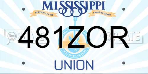 481ZOR Mississippi License Plate