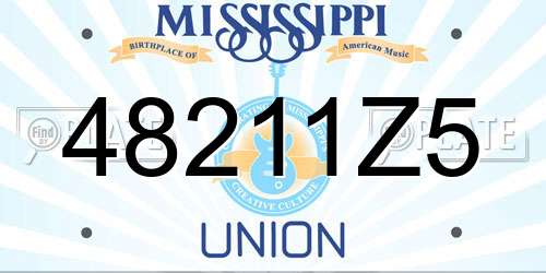 48211Z5 Mississippi License Plate