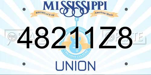 48211Z8 Mississippi License Plate