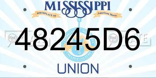 48245D6 Mississippi License Plate