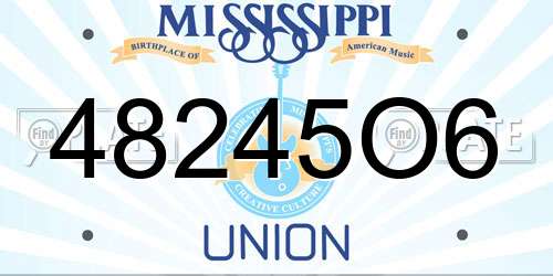 48245O6 Mississippi License Plate