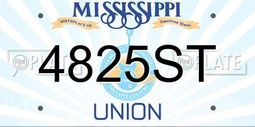 4825ST Mississippi License Plate