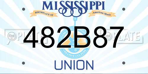 482B87 Mississippi License Plate