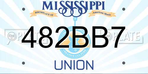 482BB7 Mississippi License Plate