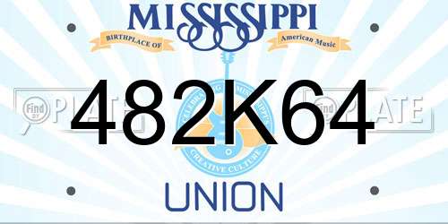 482K64 Mississippi License Plate