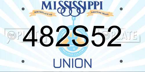 482S52 Mississippi License Plate