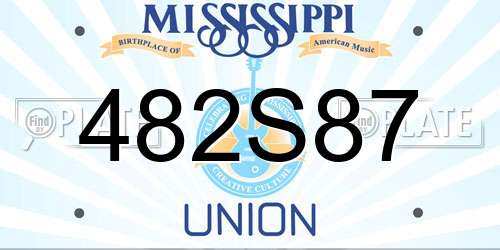 482S87 Mississippi License Plate