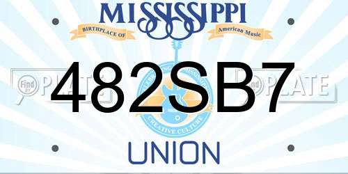 482SB7 Mississippi License Plate