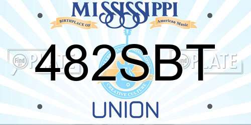 482SBT Mississippi License Plate