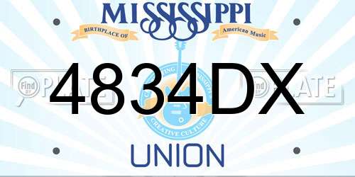 4834DX Mississippi License Plate