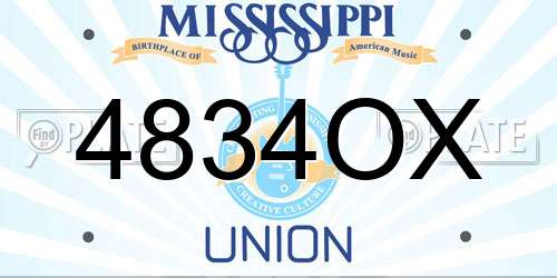 4834OX Mississippi License Plate