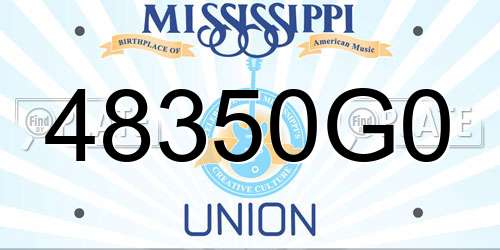 48350G0 Mississippi License Plate