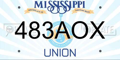 483AOX Mississippi License Plate