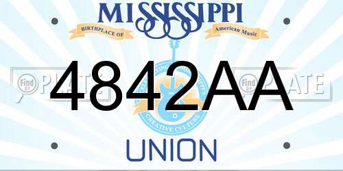 4842AA Mississippi License Plate