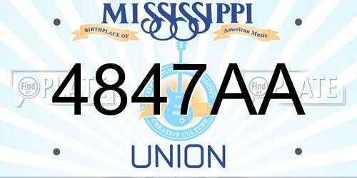 4847AA Mississippi License Plate