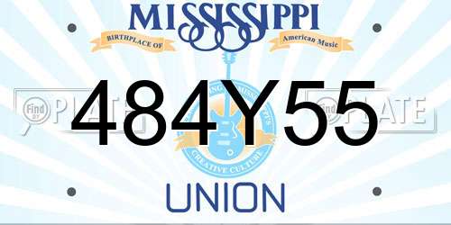 484Y55 Mississippi License Plate