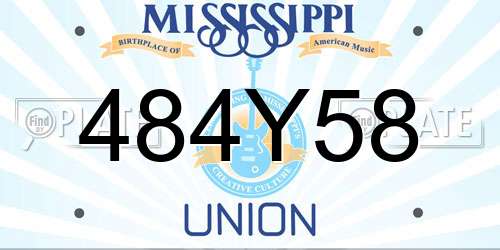 484Y58 Mississippi License Plate