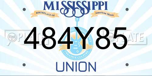 484Y85 Mississippi License Plate