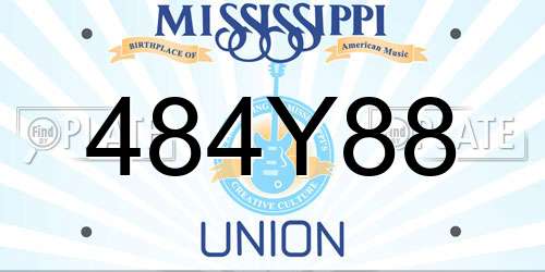 484Y88 Mississippi License Plate