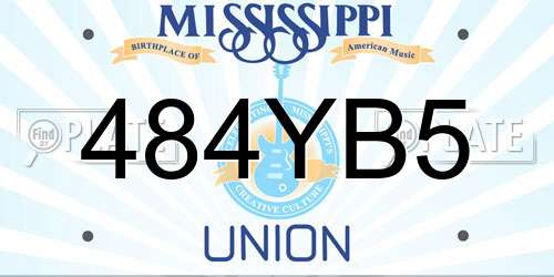 484YB5 Mississippi License Plate