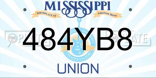 484YB8 Mississippi License Plate