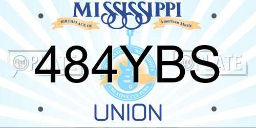 484YBS Mississippi License Plate