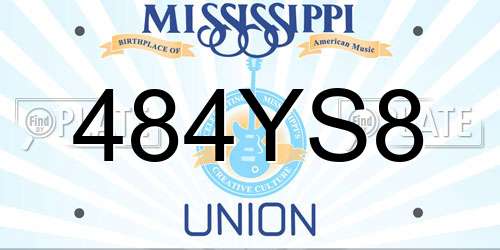 484YS8 Mississippi License Plate