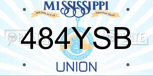 484YSB Mississippi License Plate