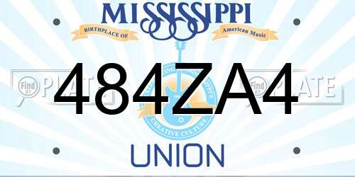 484ZA4 Mississippi License Plate
