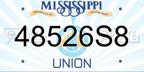 48526S8 Mississippi License Plate