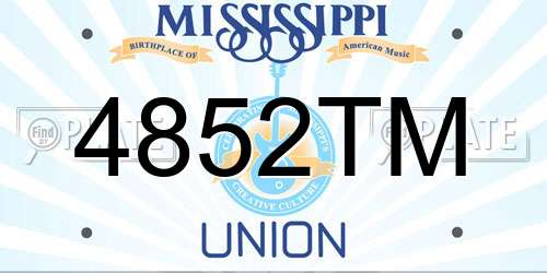 4852TM Mississippi License Plate