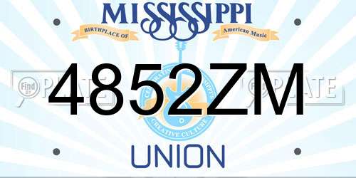 4852ZM Mississippi License Plate