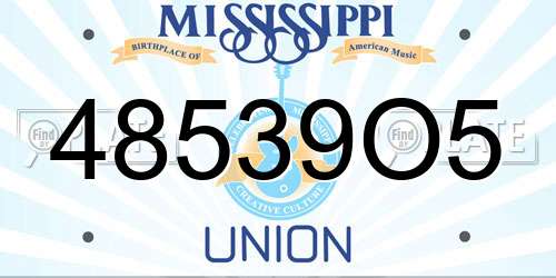 48539O5 Mississippi License Plate