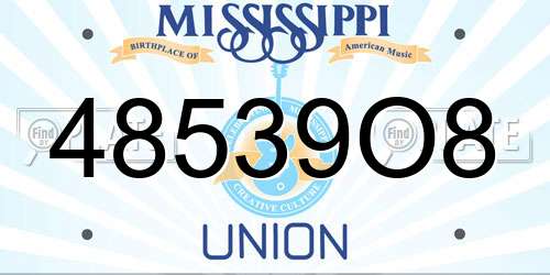 48539O8 Mississippi License Plate