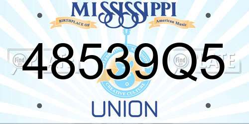 48539Q5 Mississippi License Plate