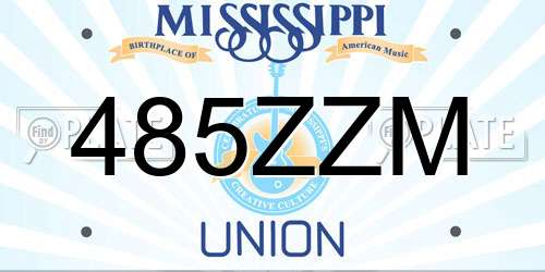 485ZZM Mississippi License Plate