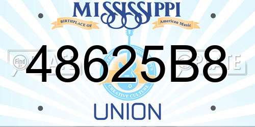 48625B8 Mississippi License Plate