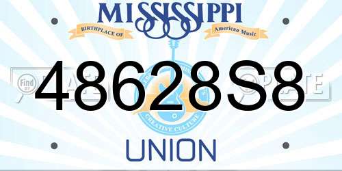 48628S8 Mississippi License Plate