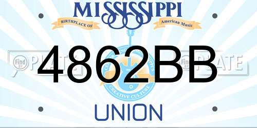 4862BB Mississippi License Plate