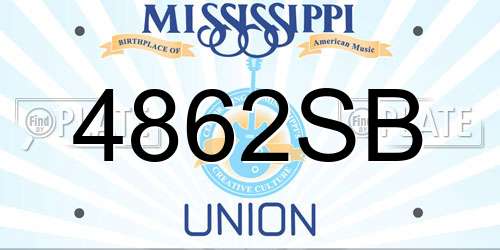 4862SB Mississippi License Plate