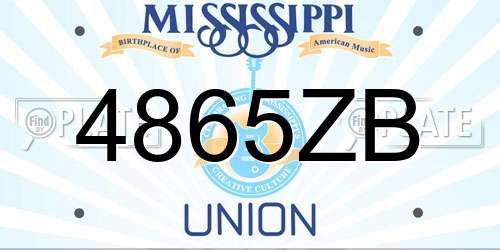 4865ZB Mississippi License Plate