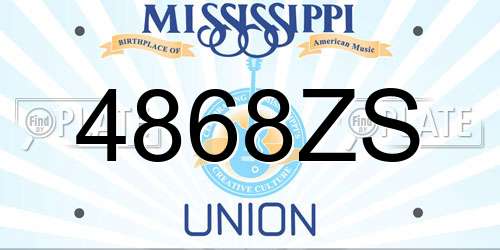 4868ZS Mississippi License Plate