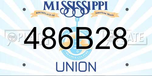 486B28 Mississippi License Plate