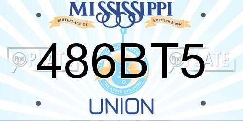 486BT5 Mississippi License Plate