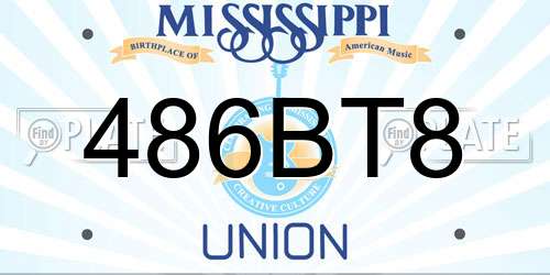 486BT8 Mississippi License Plate