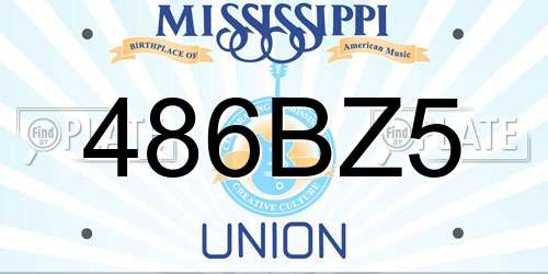 486BZ5 Mississippi License Plate
