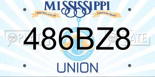 486BZ8 Mississippi License Plate
